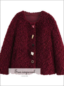 Women’s Winter o Neck Shaggy Lamb Sheep Faux Fur Coat O neck Sun-Imperial United States