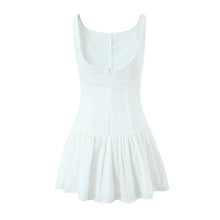 Women's White Embroidery Mini Tank Dress With Buttons Detail