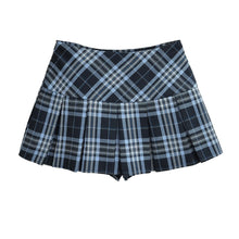 Women Black And White High Waist A-line Plaid Pleated Mini Skirt Checkered Tennis Skirt