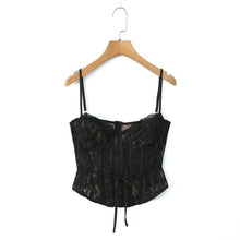 Women's Black Lace Corset Style Crop Top