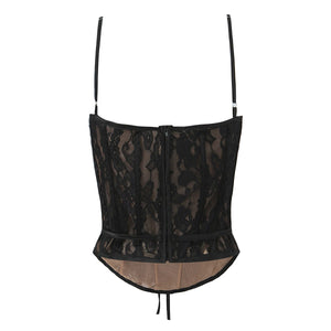 Women's Black Lace Corset Style Crop Top