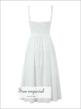 A-line White Midi Dress With Criss Cross Tie Back A-Line Sun-Imperial United States