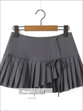 Asymmetrical Pleated Low Waist Mini Skirt with Side Zipper asymmetrical skirt, casual skirt women, everyday mini low waist minimalist