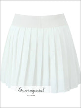 Asymmetrical Pleated Mini Skirt with Elastic Waist asymmetrical skirt, boutique mini casual elastic waist everyday skirt women Sun-Imperial