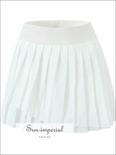 Asymmetrical Pleated Mini Skirt with Elastic Waist asymmetrical skirt, boutique mini casual elastic waist everyday skirt women Sun-Imperial