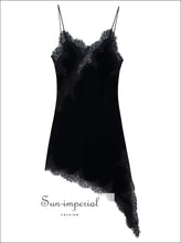Autumn Velvet & Lace Asymmetric Sling Dress asymmetric dress, autumn backless evening formal wear Sun-Imperial United States