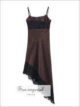 Autumn Velvet & Lace Asymmetric Sling Dress with Side Slit asymmetric dress, autumn backless evening formal wear Sun-Imperial United States