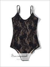 Backless Lace-overlay Spaghetti Strap Bodysuit - Slim Fit Women’s Romper Backless, Party Wear, Rompers, Summer Sun-Imperial United States