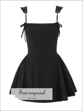 Black Bow Strap Corset-style Sling Mini Dress with Lace-up Back black mini dress, boutique dress women, bow strap corset style feminine