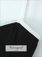 Black Camisole Crop Top with White Binding and Button Detail black crop top, button front camisole casual women contrast binding top