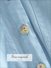 Blue V-neck long sleeve button romper - Sun Imperial (photo 4)