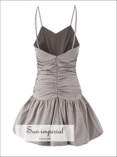 Bow Ruched Corset-style Sling Mini Dress with Swing Skir backless dress women, bow mini dress, corset style feminine low waist Sun-Imperial