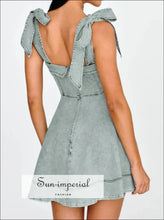 Bow-shoulder Square Neck Denim Mini Dress Sun-Imperial United States
