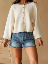 Button-Front Cardigan with Contrast Trim - Sun Imperial (photo 1)