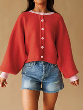 Button-Front Cardigan with Contrast Trim - Sun Imperial (photo 7)