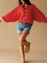 Button-Front Cardigan with Contrast Trim - Sun Imperial (photo 8)