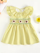 Children's Gingham Ruffle Dress with Floral Appliques - Sun Imperial (photo 1)