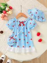 Children's Strawberry Gingham Dress with Purse & Hat - Sun Imperial (photo 2)