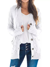 Women's Plus Size Chunky Cable Knit Cardigan, Button-Down - Sun Imperial (photo 9)