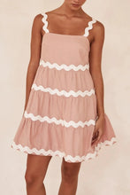 Contrast Trim Square Neck Tiered Dress - Sun Imperial (photo 1)
