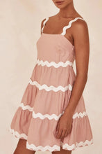 Contrast Trim Square Neck Tiered Dress - Sun Imperial (photo 2)