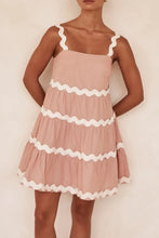 Contrast Trim Square Neck Tiered Dress - Sun Imperial (photo 3)