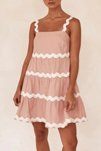 Contrast Trim Square Neck Tiered Dress - Sun Imperial (photo 4)