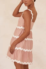 Contrast Trim Square Neck Tiered Dress - Sun Imperial (photo 5)