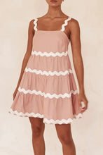 Contrast Trim Square Neck Tiered Dress - Sun Imperial (photo 6)