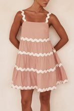 Contrast Trim Square Neck Tiered Dress - Sun Imperial (photo 7)