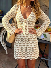 Crochet Knit Long Sleeve Mini Dress - Sun Imperial (photo 2)