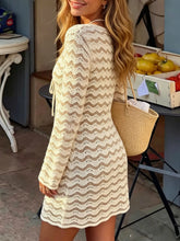 Crochet Knit Long Sleeve Mini Dress - Sun Imperial (photo 4)