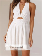Cutout Halter Neck Mini Dress Dress, Ship From Overseas Sun-Imperial United States
