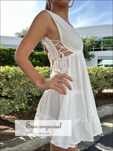 Deep V-neck Tiered Mini Dress V-Neck Sun-Imperial United States