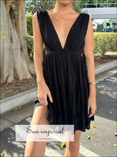 Deep V-neck Tiered Mini Dress V-Neck Sun-Imperial United States
