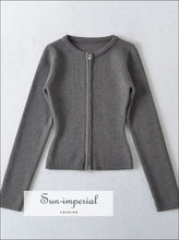 Dual Zipper Ribbed O-Neck Cardigan - Sun Imperial (photo 8)