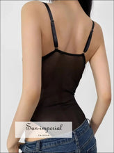 Elegant Lace Mesh Corset Bodysuit – Spaghetti Strap Slim Fit Women’s Top Fashion Women, Figure Flattering, Bodysuit, Layering Top,