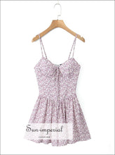 Floral Corset-style Sling Romper with Ruffle Skirt Shorts boutique romper, chiffon corset style feminine floral romper women Sun-Imperial