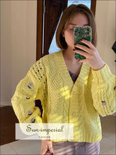 Floral Embroidery Buttoned Cardigan - Sun Imperial (photo 3)