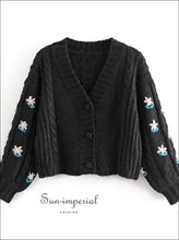 Floral Embroidery Buttoned Cardigan - Sun Imperial (photo 6)