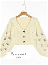 Floral Embroidery Buttoned Cardigan - Sun Imperial (photo 8)