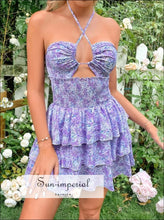 Floral Halter Cutout Ruffled Mini Dress Sun-Imperial United States