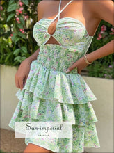 Floral Halter Cutout Ruffled Mini Dress Sun-Imperial United States