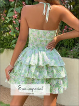 Floral Halter Cutout Ruffled Mini Dress Sun-Imperial United States