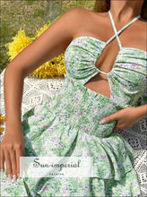 Floral Halter Cutout Ruffled Mini Dress Sun-Imperial United States
