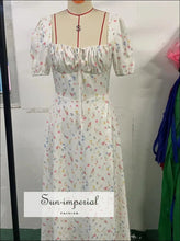 Floral Lace Corset-style Sling Midi Dress casual occasion dress, cotton blend feminine floral midi lace corset dress Sun-Imperial United