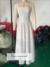 Floral Lace Corset-style Sling Midi Dress casual occasion dress, cotton blend feminine floral midi lace corset dress Sun-Imperial United