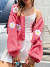 Floral Open Front Knit Cardigan - Sun Imperial (photo 1)