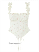 Floral Print Strap Tank Top Corset Tee and Ruched Mini Skirt Two-piece Set for Women casual two piece outfit, corset tank top women, cotton