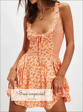 Floral Scoop Neck Mini Dress with Ruffle Hem Sun-Imperial United States
